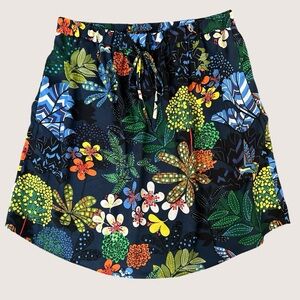 LOFT Floral Elastic Waist Skirt with Multicolor Blooms